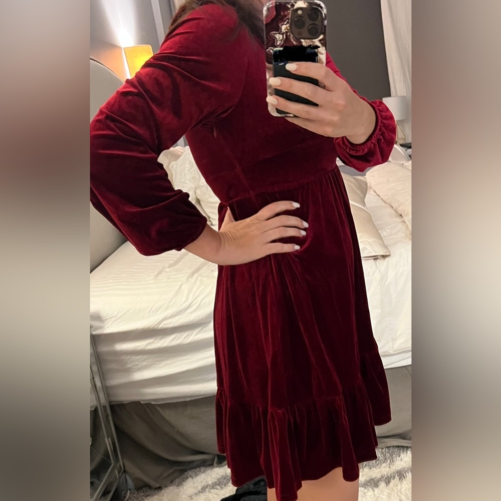 Halara red velvet dress